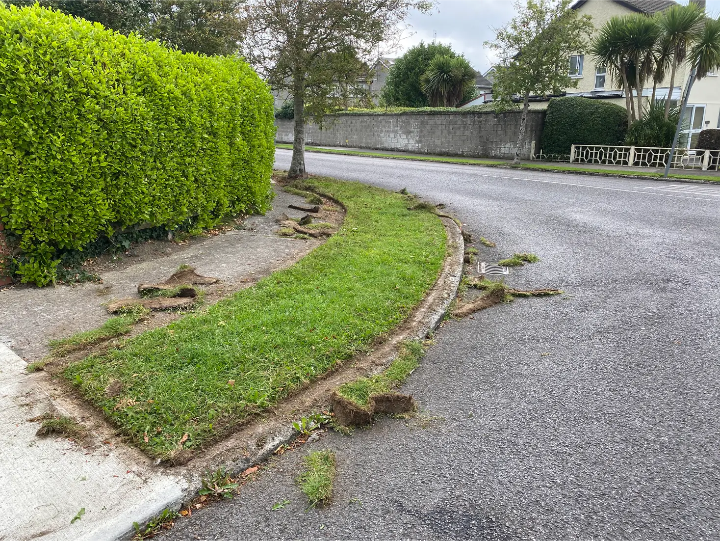 Edging and sweeping around Ratholdren green and main entrance